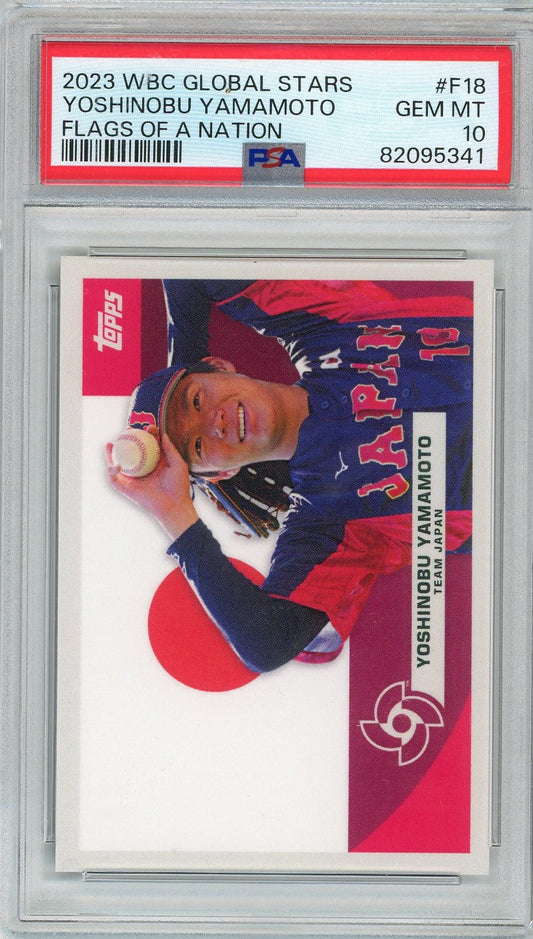 Graded 2023 Topps WBC Global Stars Yoshinobu Yamamoto #F18 Flags Of A Nation Rookie RC Baseball Card PSA 10 Gem Mint