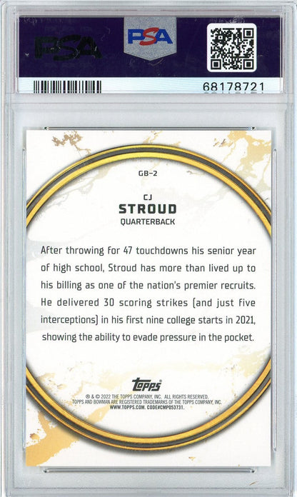 Graded 2021 Bowman University CJ Stroud #GB2 Golden Boy Rookie RC Football Card PSA 10 Gem Mint