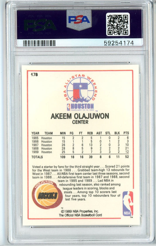 Graded 1989 Hoops All Star Hakeem Akeem Olajuwon #178 Basketball Card PSA 9 Mint