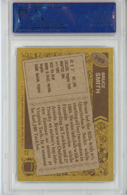 Graded 1986 Topps Bruce Smith #389 Rookie RC Football Card PSA 8 NM-MT