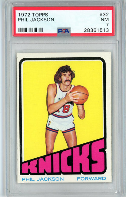 Graded 1972 Topps Phil Jackson #32 Rookie RC Basketball Card PSA 7 Near Mint