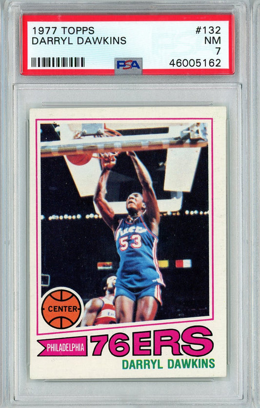 Graded 1977 Topps Darryl Dawkins #132 Rookie RC Basketball Card PSA 7 Near Mint