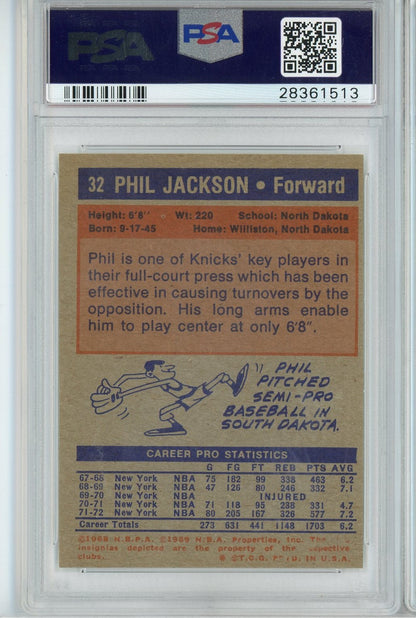 Graded 1972 Topps Phil Jackson #32 Rookie RC Basketball Card PSA 7 Near Mint