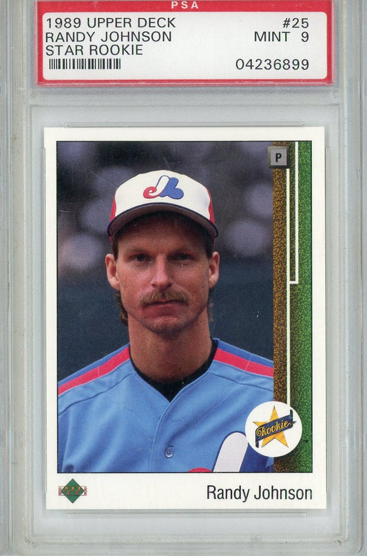 Graded 1989 Upper Deck Randy Johnson #25 Star Rookie Rookie RC Baseball Card PSA 9 Mint