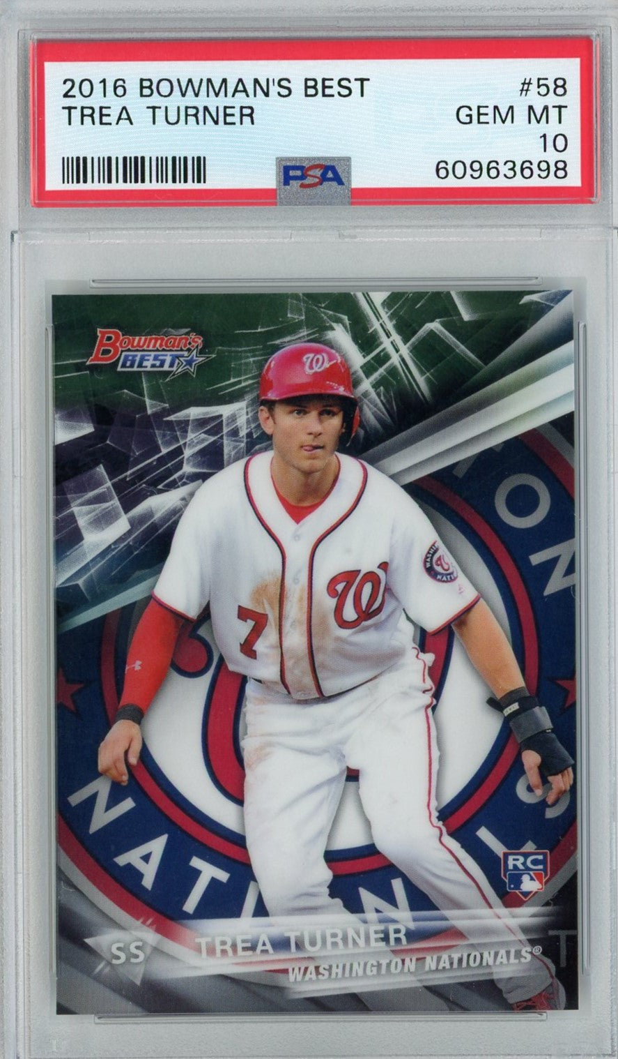Graded 2016 Bowman's Best Trea Turner #58 Rookie RC Baseball Card PSA 10 Gem Mint