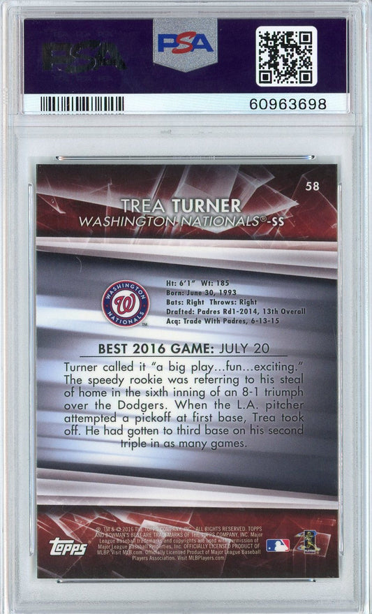Graded 2016 Bowman's Best Trea Turner #58 Rookie RC Baseball Card PSA 10 Gem Mint