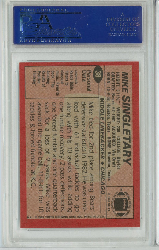 Graded 1983 Topps Mike Singletary #38 Rookie RC Football Card PSA 9 Mint