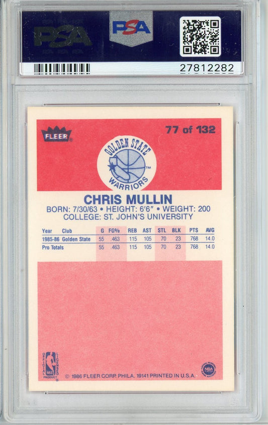 Graded 1986 Fleer Chris Mullin #77 Rookie RC Basketball Card PSA 8 NM-MT