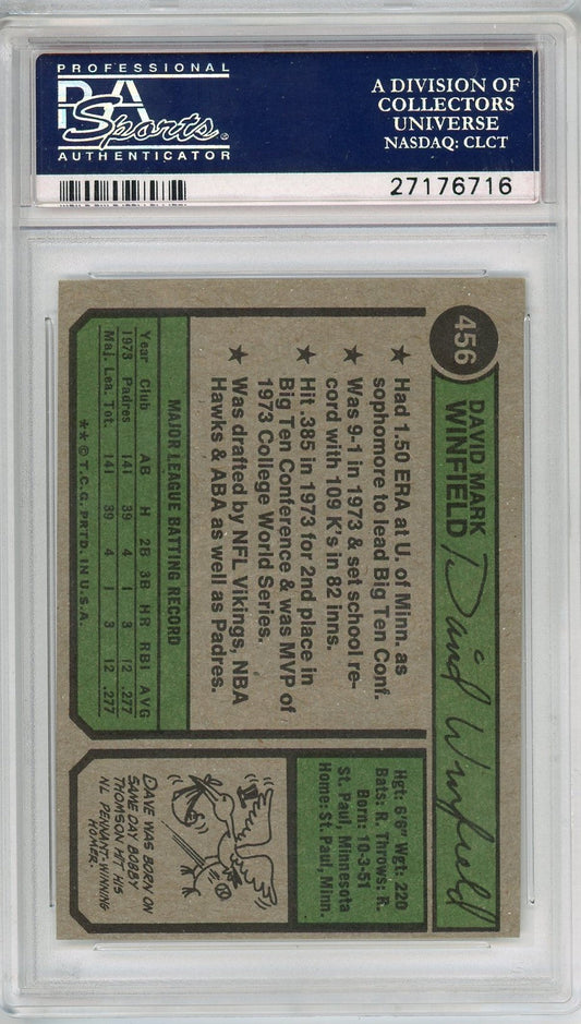 Graded 1974 Topps Dave Winfield #456 Rookie RC Baseball Card PSA 8 NM-MT