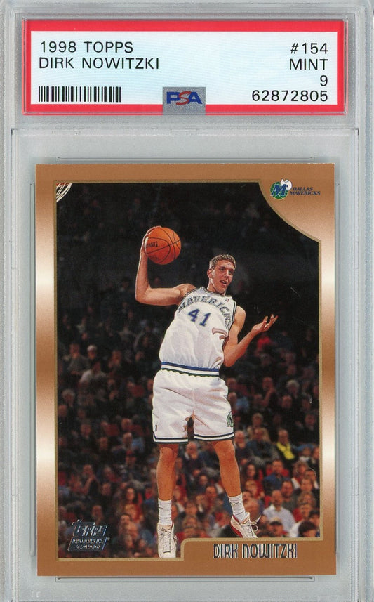 Graded 1998 Topps Dirk Nowitzki #154 Rookie RC Basketball Card PSA 9 Mint