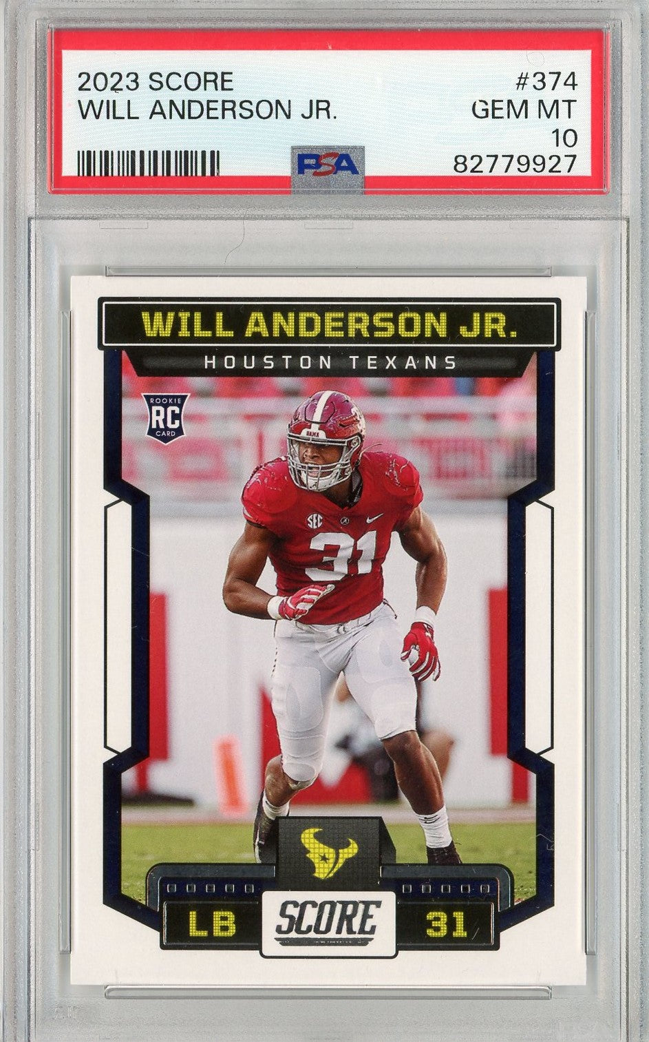 Graded 2023 Score Will Anderson #374 Rookie RC Football Card PSA 10 Gem Mint