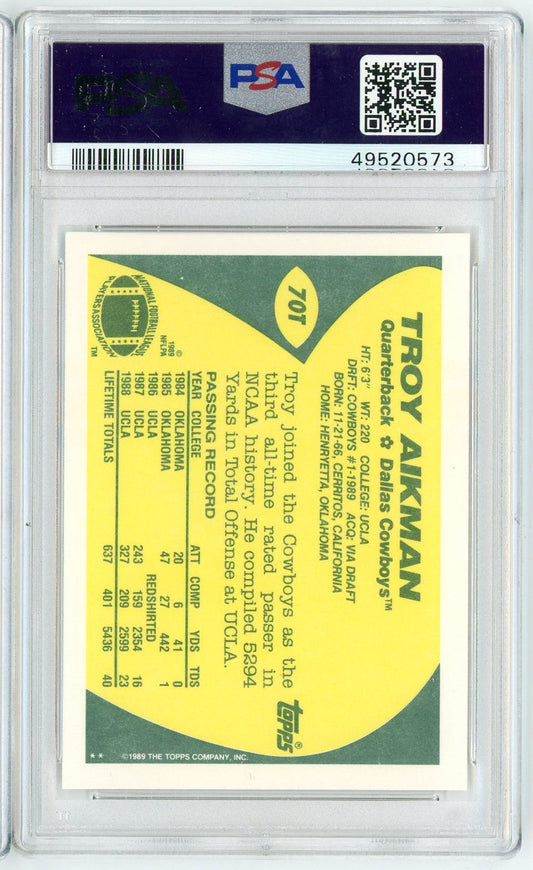 Graded 1989 Topps Traded Troy Aikman #70T Rookie RC Football Card PSA 10 Gem Mint