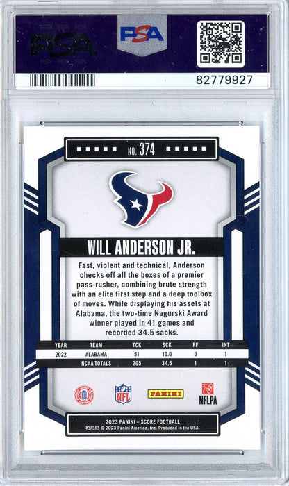 Graded 2023 Score Will Anderson #374 Rookie RC Football Card PSA 10 Gem Mint