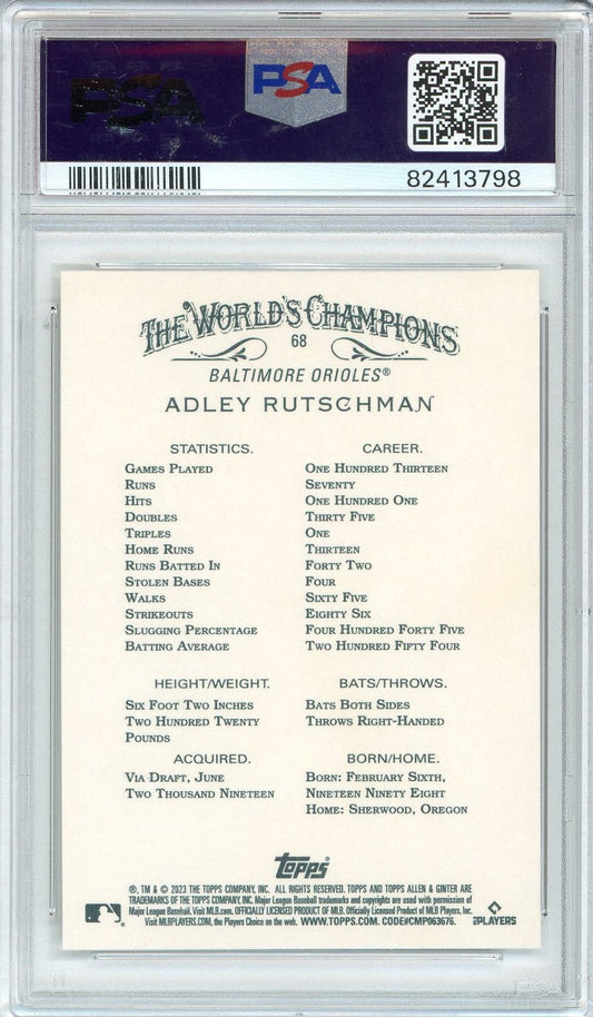 Graded 2023 Topps Allen & Ginter Adley Rutschman #68 Rookie RC Baseball Card PSA 10 Gem Mint