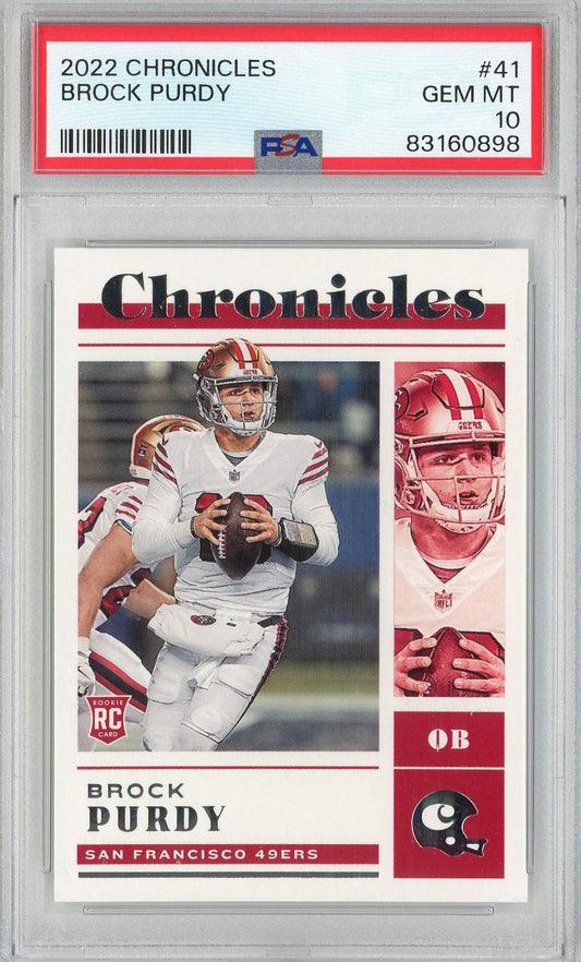Graded 2022 Panini Chronicles Brock Purdy #41 Rookie RC Football Card PSA 10 Gem Mint