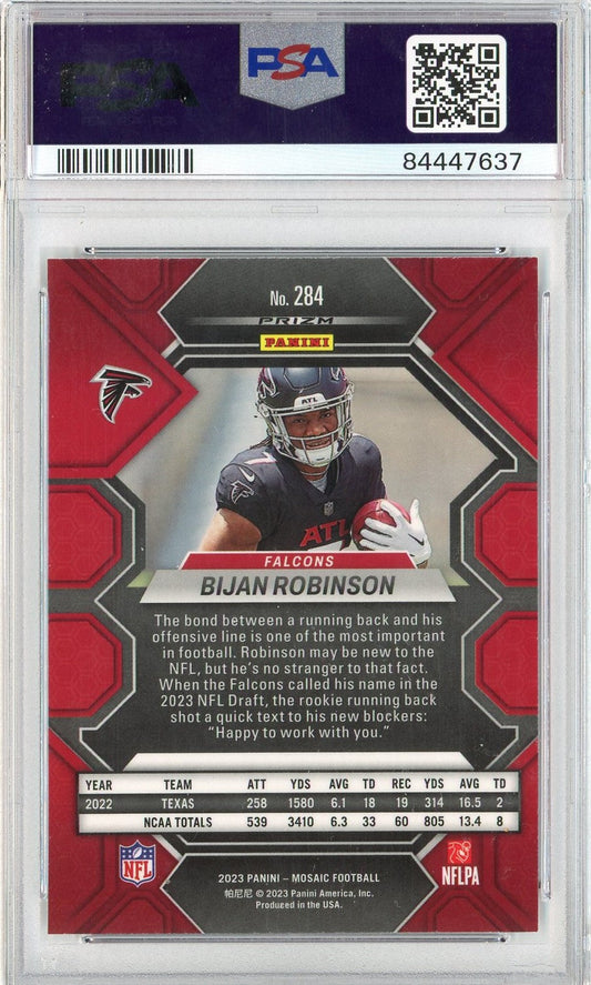 Graded 2023 Mosaic Bijan Robinson #284 Rookie RC Football Card PSA 10 Gem Mint