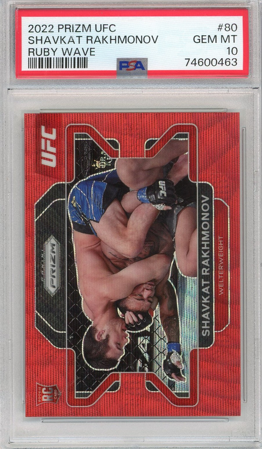 Graded 2022 Prizm UFC Shavkat Rakhmonov #80 Ruby Wave Rookie RC UFC MMA Card PSA 10 Gem Mint