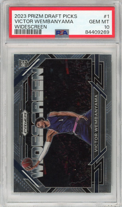Graded 2023 Prizm Draft Picks Victor Wembanyama #1 Widescreen Rookie RC Basketball Card PSA 10 Gem Mint