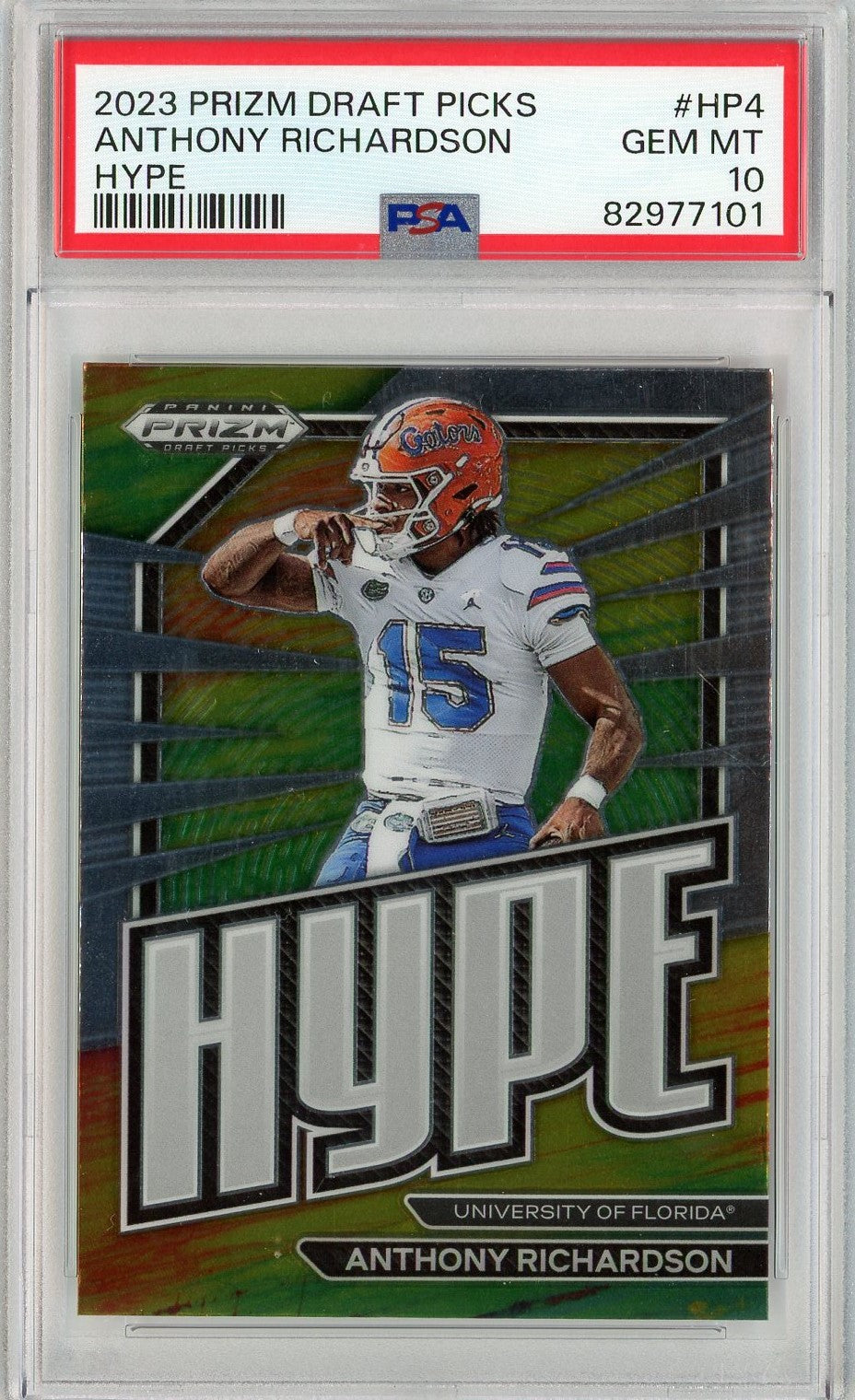Graded 2023 Prizm Draft Picks Anthony Richardson #HP4 Hype Rookie RC Football Card PSA 10 Gem Mint