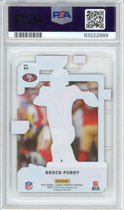 Graded 2022 Clearly Donruss Brock Purdy #99 Rookie RC Football Card PSA 9 Mint