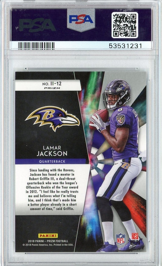 Graded 2018 Panini Prizm Lamar Jackson #II-12 Instant Impact Rookie RC Football Card PSA 10 Gem Mint