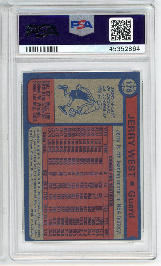 Graded 1974 Topps Jerry West #176 Basketball Card PSA 8 NM-MT