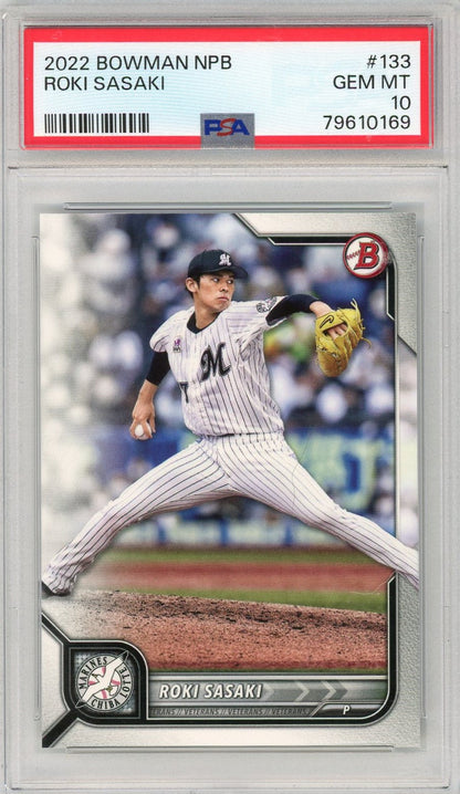 Graded 2022 Topps Bowman NPB Roki Sasaki #133 Rookie RC Baseball Card PSA 10 Gem Mint