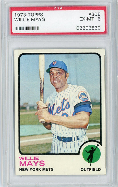 Graded 1973 Topps Willie Mays #305 Baseball Card PSA 6 EX-MT