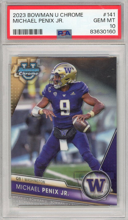 Graded 2023 Bowman U Chrome Michael Penix Jr. #141 Rookie RC Football Card PSA 10 Gem Mint