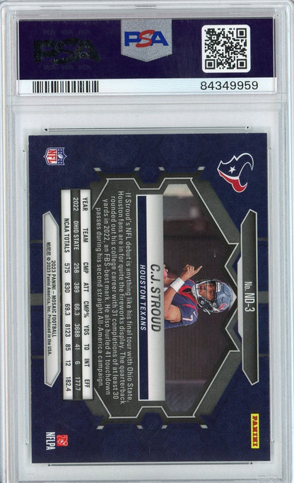 Graded 2023 Panini Mosaic CJ Stroud #ND3 NFL Debut Rookie RC Football Card PSA 10 Gem Mint