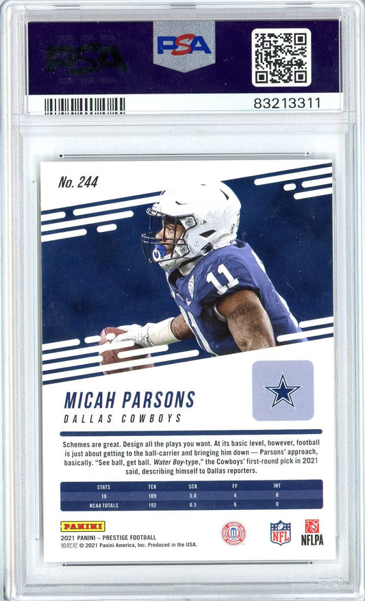 Graded 2021 Prestige Micah Parsons #244 Diamond Xtra Points Rookie RC Football Card PSA 10 Gem Mint