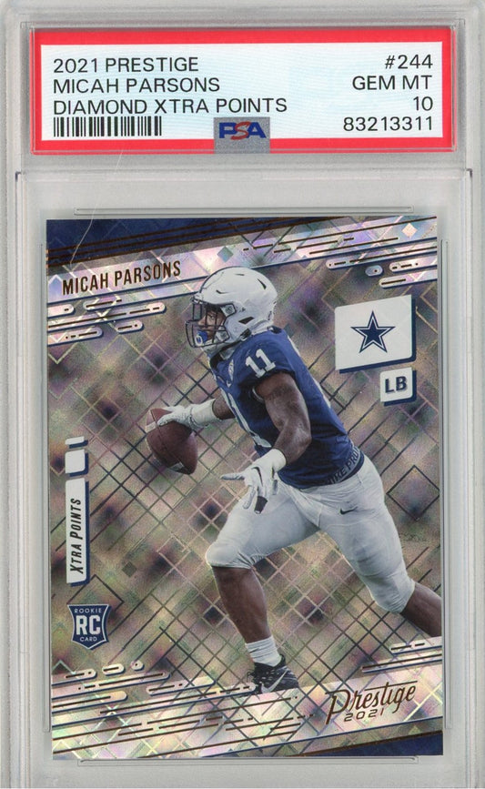 Graded 2021 Prestige Micah Parsons #244 Diamond Xtra Points Rookie RC Football Card PSA 10 Gem Mint