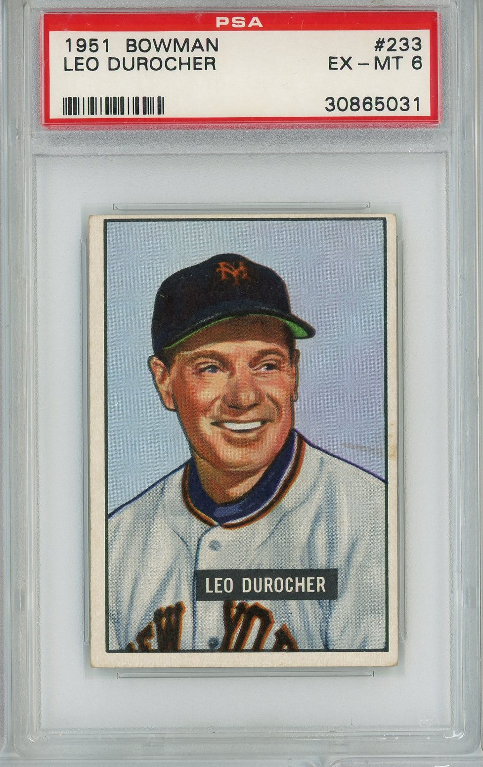 Graded 1951 Bowman Leo Durocher #233 Baseball Card PSA 6 EX-MT