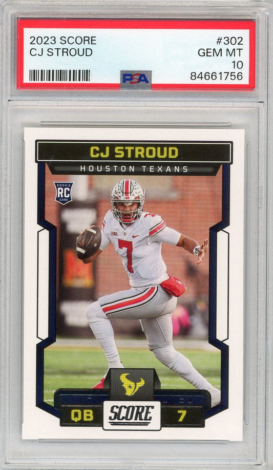 Graded 2023 Panini Score CJ Stroud #302 Rookie RC Football Card PSA 10 Gem Mint