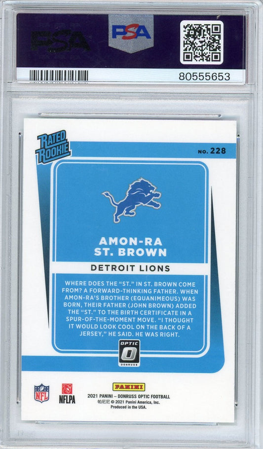 Graded 2021 Donruss Optic Amon-Ra St. Brown #228 Rookie RC Football Card PSA 10 Gem Mint