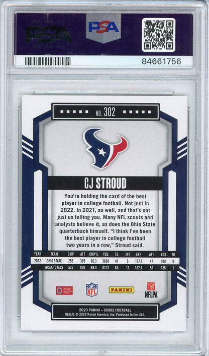 Graded 2023 Panini Score CJ Stroud #302 Rookie RC Football Card PSA 10 Gem Mint