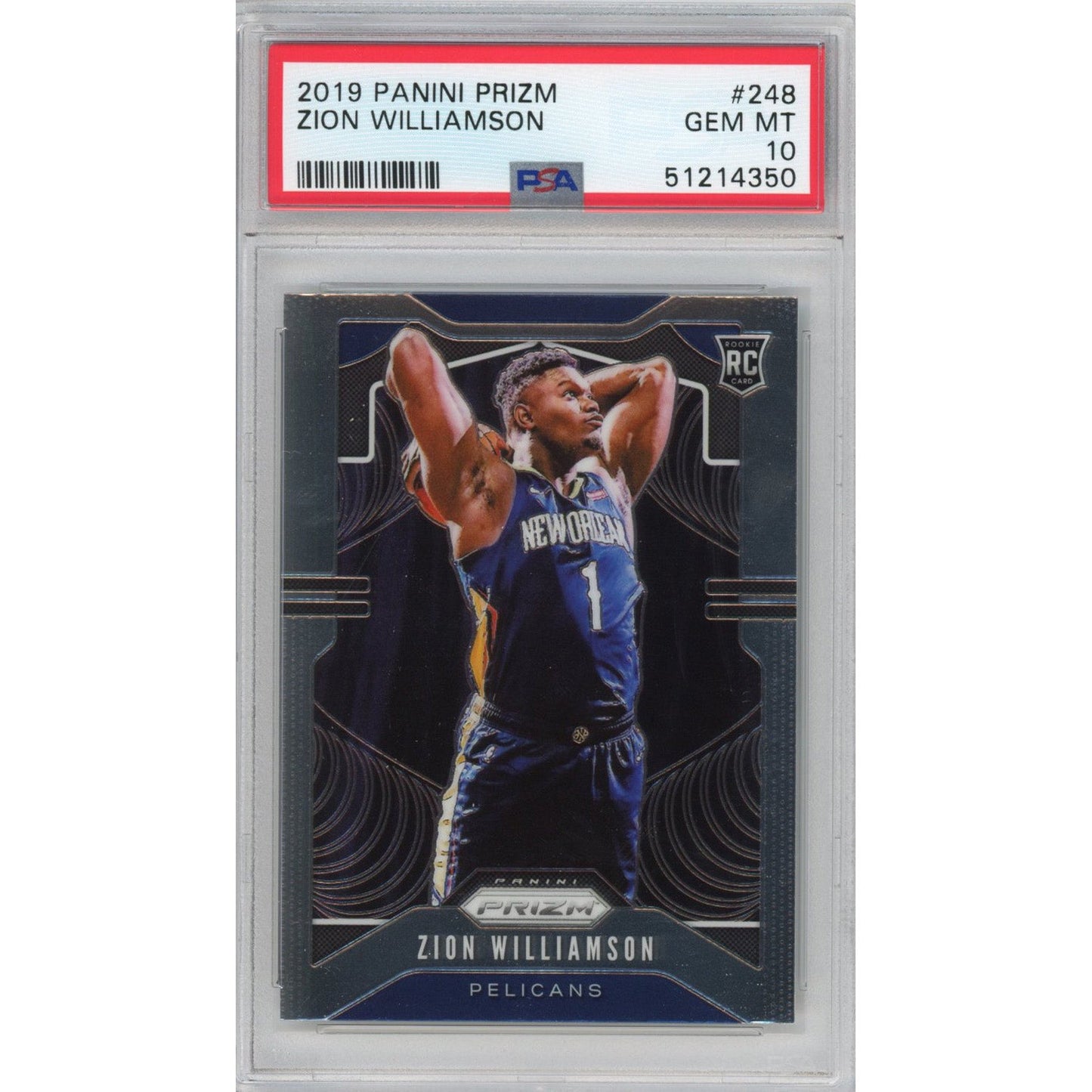Graded 2019-20 Panini Prizm Zion Williamson #248 Rookie RC Basketball Card PSA 10 Gem Mint