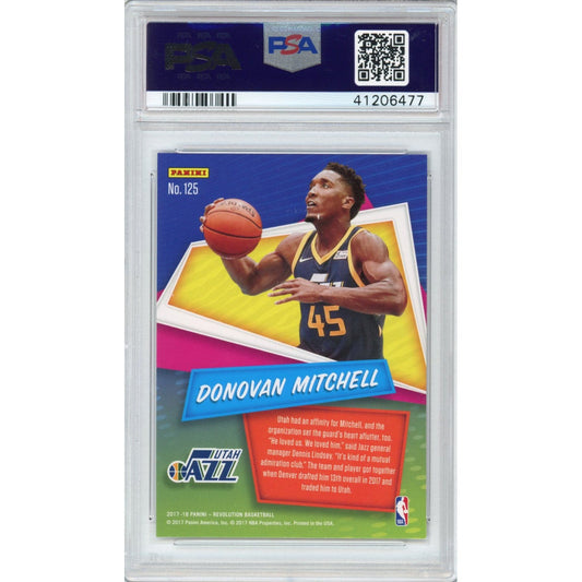 Graded 2017-18 Panini Revolution Donovan Mitchell #125 Rookie RC Basketball Card PSA 10 Gem Mint