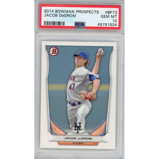Graded 2014 Bowman Prospects Jacob DeGrom #BP73 Rookie RC Baseball Card PSA 10 Gem Mint