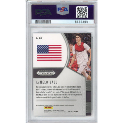 Graded 2020-21 Panini Prizm LaMelo Ball #43 Red Ice Rookie RC Basketball Card PSA 10 Gem Mint