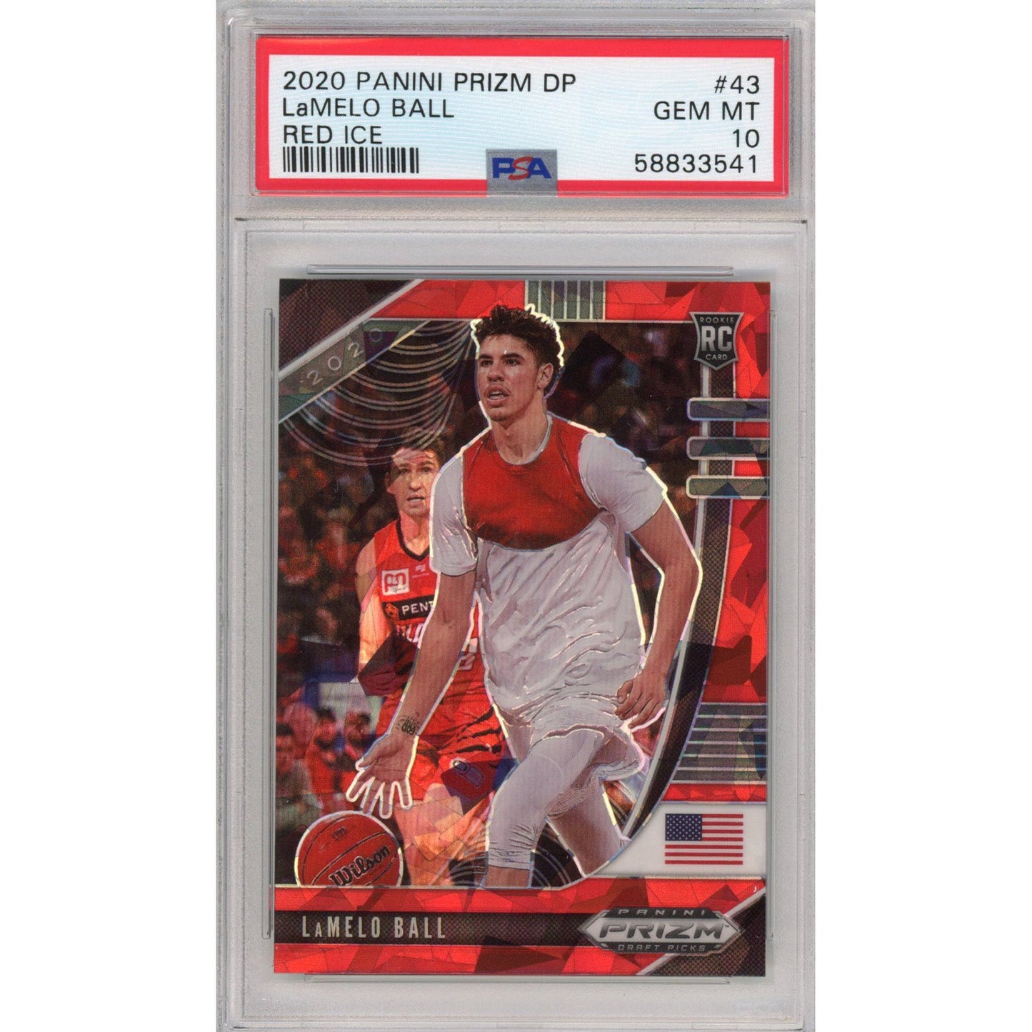 Graded 2020-21 Panini Prizm LaMelo Ball #43 Red Ice Rookie RC Basketball Card PSA 10 Gem Mint