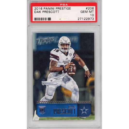 Graded 2016 Panini Prestige Dak Prescott #206 Rookie RC Football Card PSA 10 Gem Mint