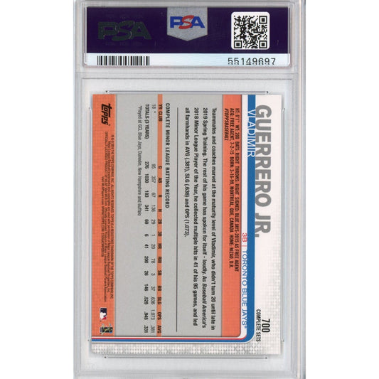 Graded 2019 Topps Complete Set Vladimir Vlad Guerrero Jr. #700 Fielding Rookie RC Baseball Card PSA 10 Gem Mint