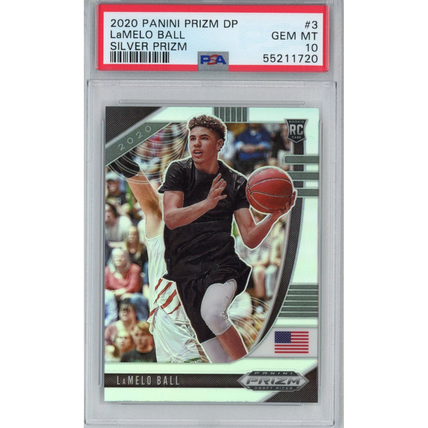 Graded 2020-21 Panini Prizm DP Draft Picks LaMelo Ball #3 Silver Prizm Rookie RC Basketball Card PSA 10 Gem Mint