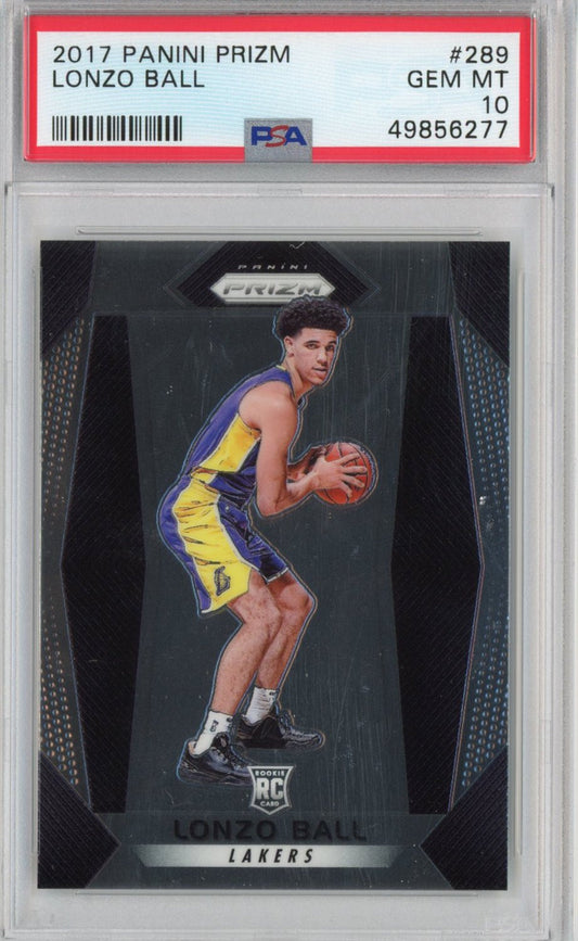 Graded 2017-18 Panini Prizm Lonzo Ball #289 Rookie RC Basketball Card PSA 10 Gem Mint