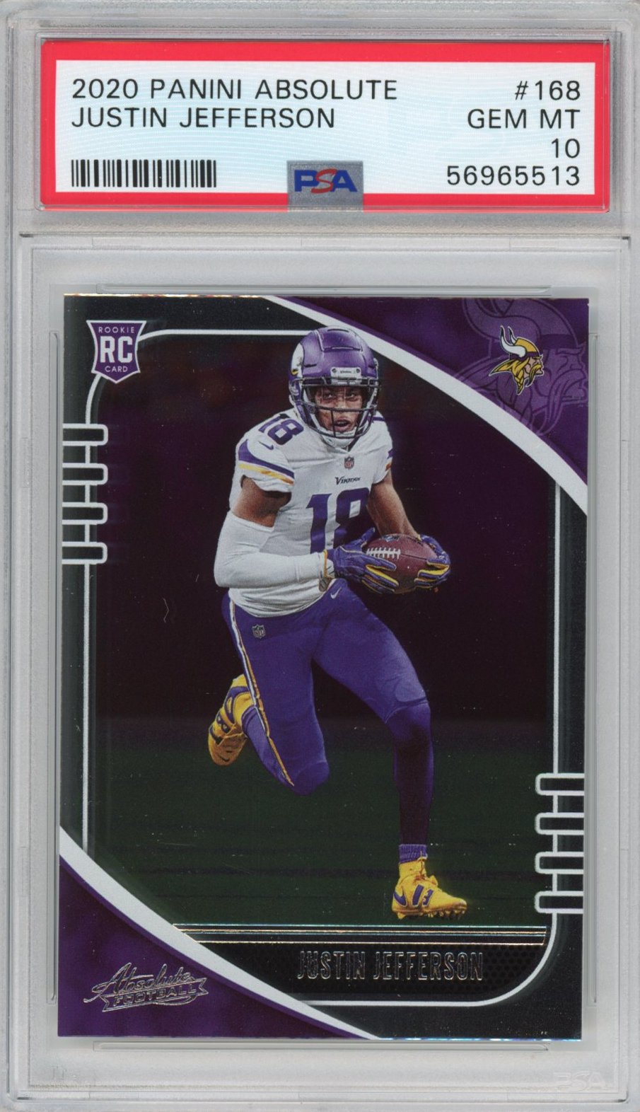 Graded 2020 Panini Absolute Justin Jefferson #168 Rookie RC Football Card PSA 10 Gem Mint