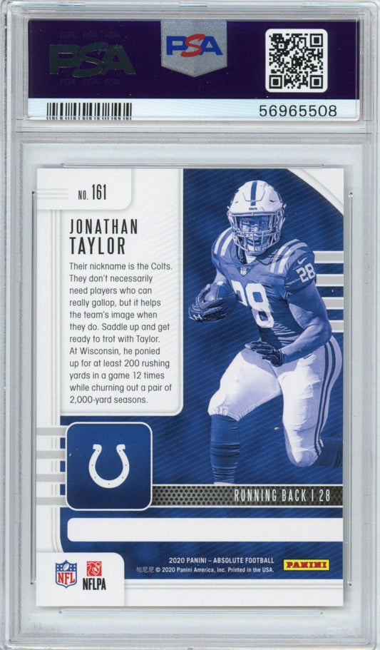 Graded 2020 Panini Absolute Jonathan Taylor #161 Rookie RC Football Card PSA 10 Gem Mint