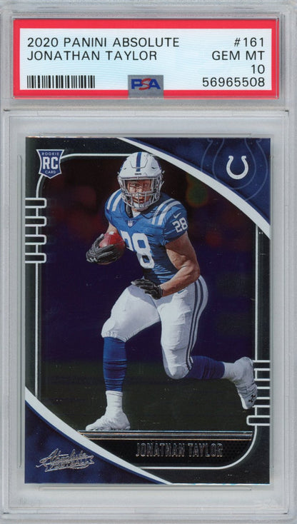 Graded 2020 Panini Absolute Jonathan Taylor #161 Rookie RC Football Card PSA 10 Gem Mint