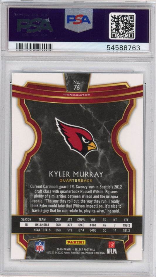 Graded 2019 Panini Select Kyler Murray #76 Rookie RC Football Card PSA 10 Gem Mint