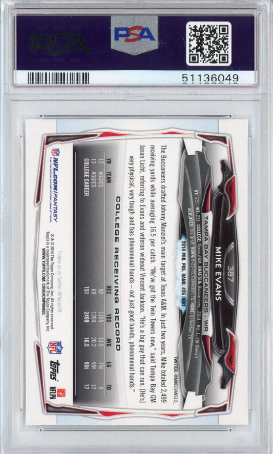 Graded 2014 Topps Mike Evans #387 Ball in Right Hand Rookie RC Football Card PSA 10 Gem Mint